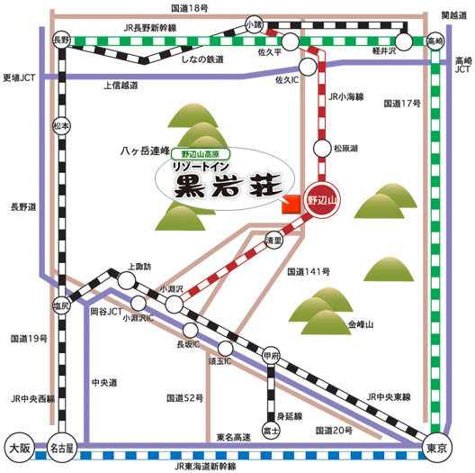 黒岩荘へのアクセスマップ